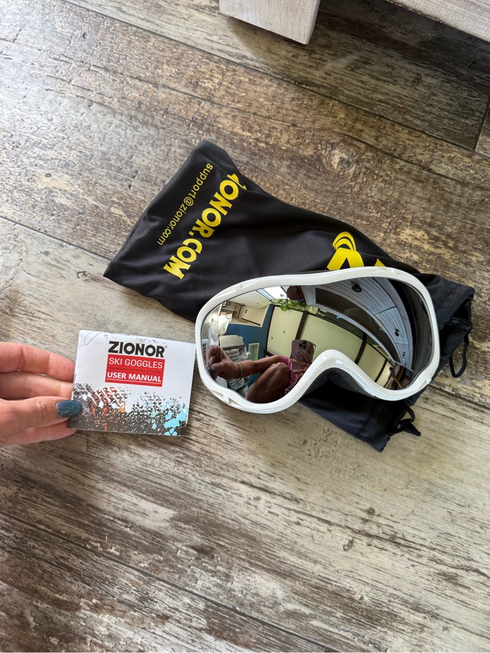 2 for $30 sale: NWOT Zionor Ski Goggles white frame reflective mirrored lens